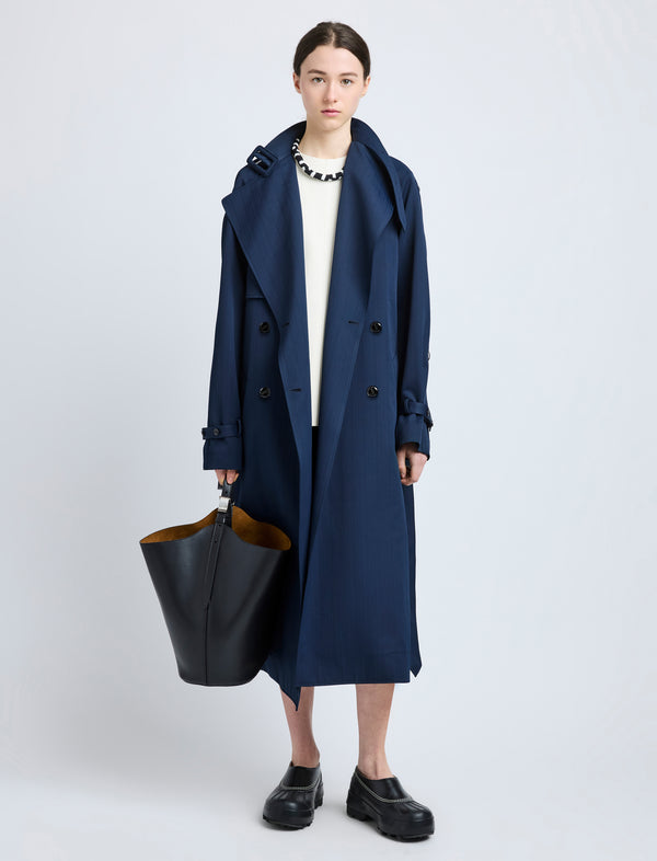 proenza schouler Proenza Schouler Sabina Coat in Technical Nylon Jacquard - Midnight