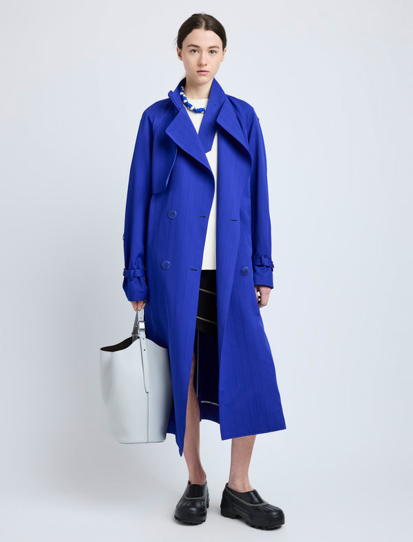 proenza schouler Proenza Schouler Sabina Coat in Technical Nylon Jacquard - Cobalt