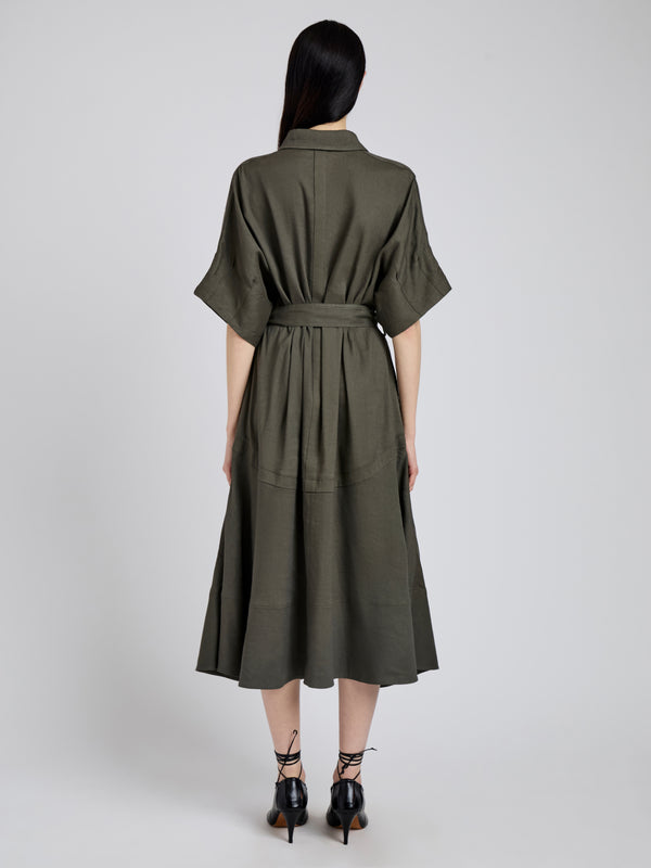 Proenza Schouler Proenza Schouler Scottie Dress In Eco Stretch Linen Viscose - Fatigue