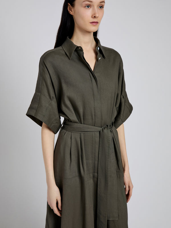 Proenza Schouler Proenza Schouler Scottie Dress In Eco Stretch Linen Viscose - Fatigue