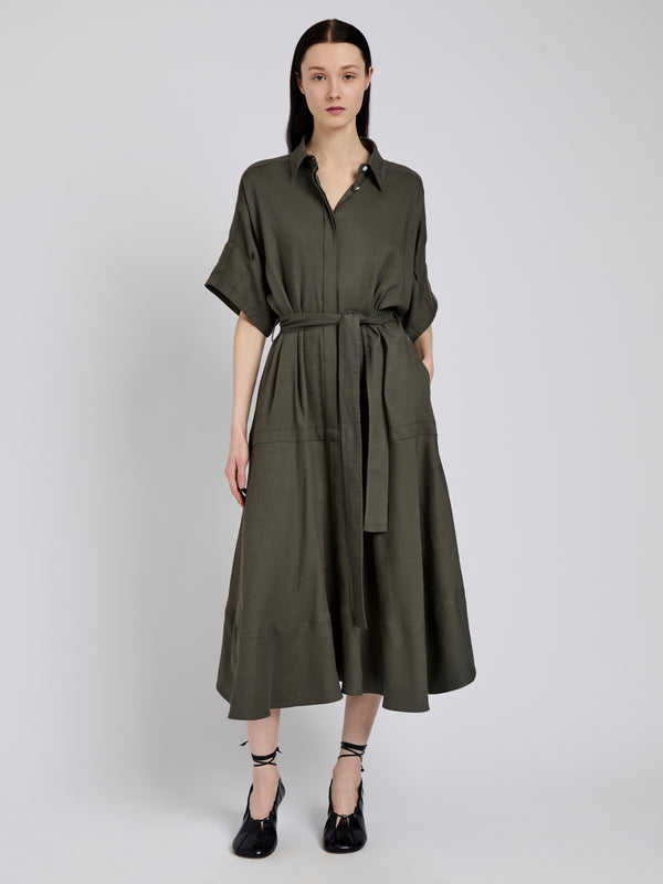 proenza schouler Proenza Schouler Scottie Dress in Eco Stretch Linen Viscose - Fatigue