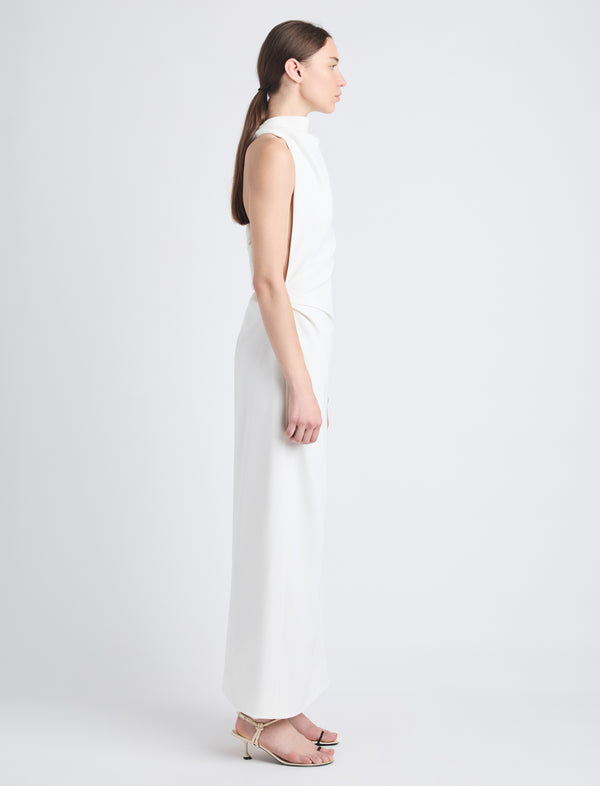 Proenza Schouler Proenza Schouler Selena Twist Back Dress In Matte Double Crepe - White