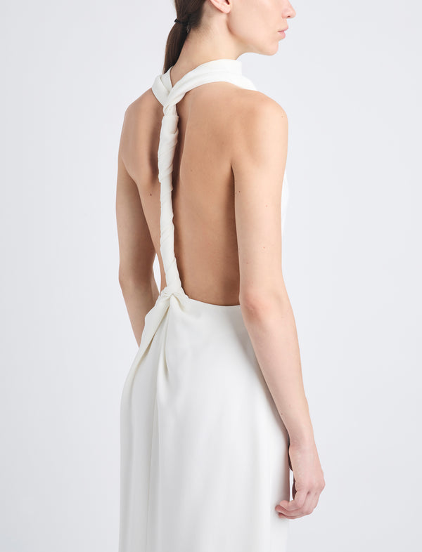Proenza Schouler Proenza Schouler Selena Twist Back Dress In Matte Double Crepe - White