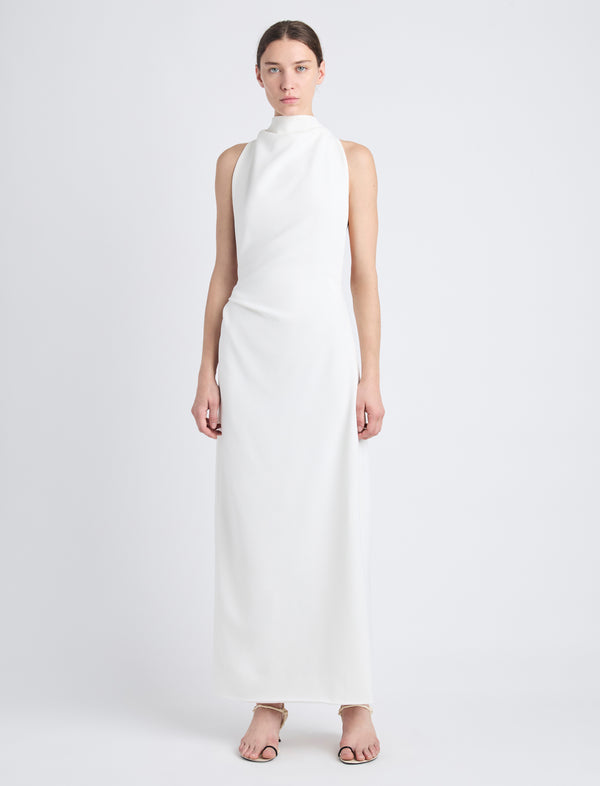 proenza schouler Proenza Schouler Selena Twist Back Dress in Matte Double Crepe - White