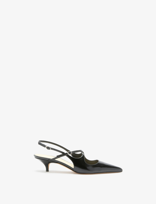 proenza schouler Proenza Schouler Slash Crossover Slingback Pumps in Spazzolato Leather - Black