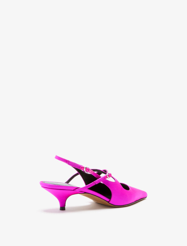 Proenza Schouler Proenza Schouler Slash Crossover Slingback Pumps In Satin - Fuchsia