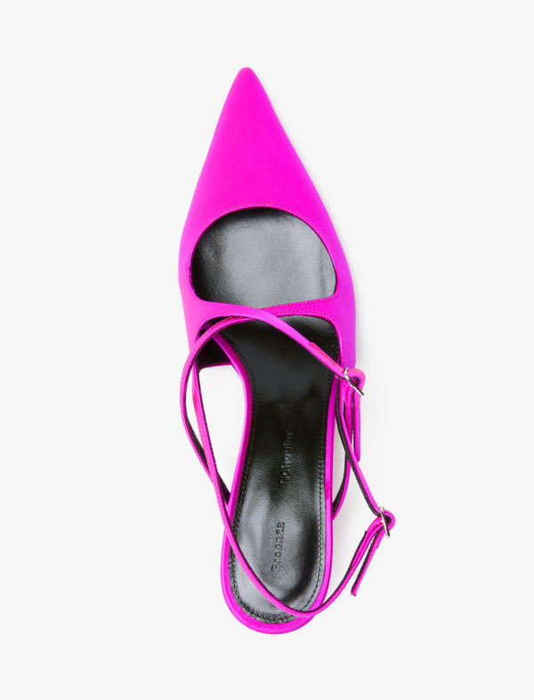 Proenza Schouler Proenza Schouler Slash Crossover Slingback Pumps In Satin - Fuchsia
