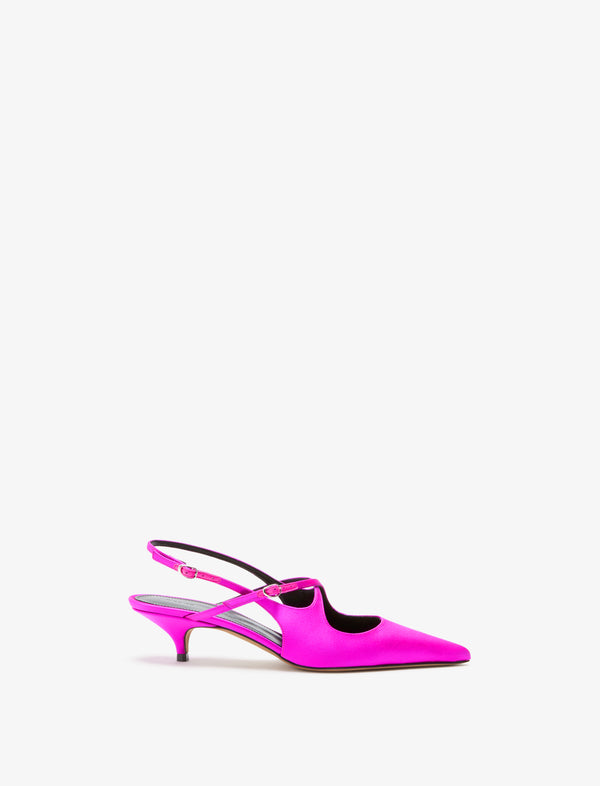 proenza schouler Proenza Schouler Slash Crossover Slingback Pumps in Satin - Fuchsia