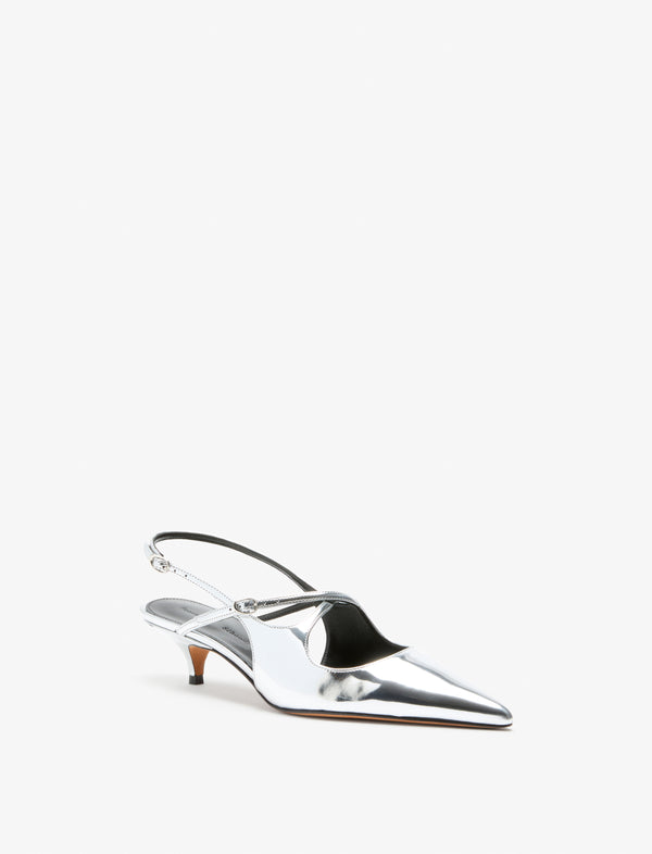 Proenza Schouler Proenza Schouler Slash Crossover Slingback Pumps - Silver