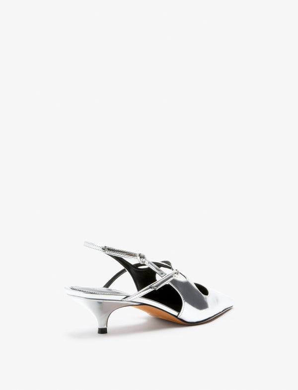 Proenza Schouler Proenza Schouler Slash Crossover Slingback Pumps - Silver