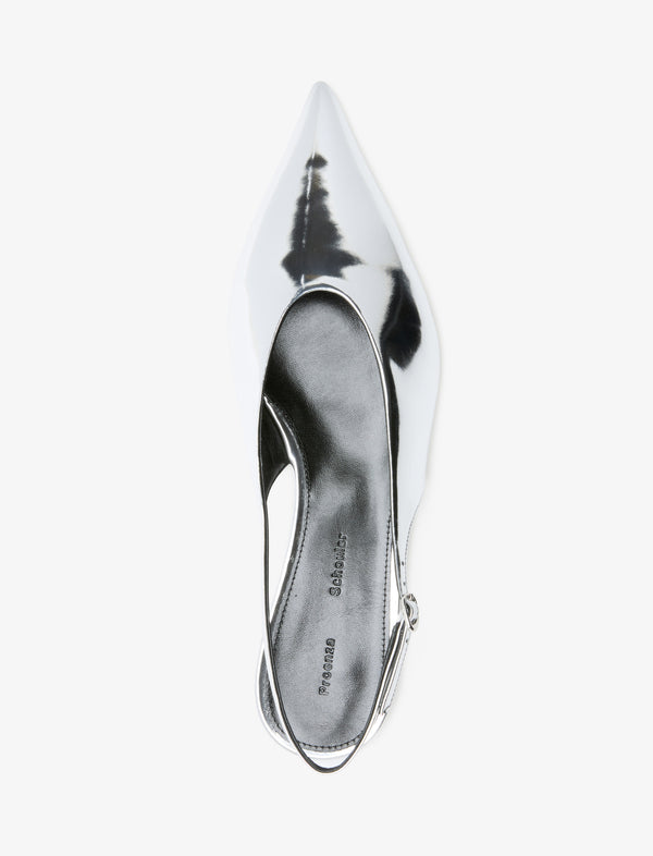 Proenza Schouler Proenza Schouler Slash Flat Slingbacks In Mirrored Metallic - Silver