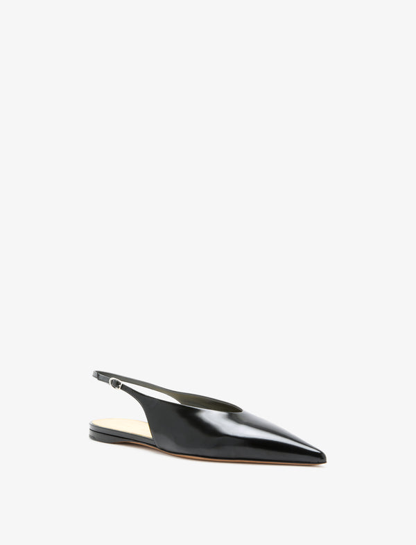 Proenza Schouler Proenza Schouler Slash Flat Slingbacks In Spazzolato Leather - Black