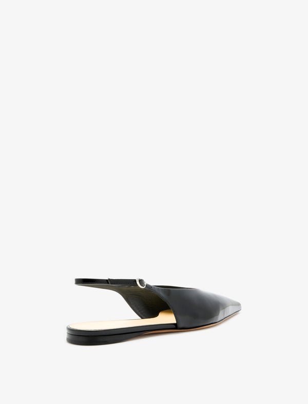 Proenza Schouler Proenza Schouler Slash Flat Slingbacks In Spazzolato Leather - Black