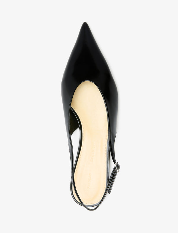 Proenza Schouler Proenza Schouler Slash Flat Slingbacks In Spazzolato Leather - Black
