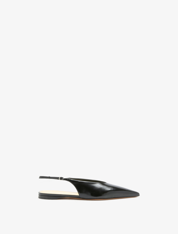 proenza schouler Proenza Schouler Slash Flat Slingbacks in Spazzolato Leather - Black