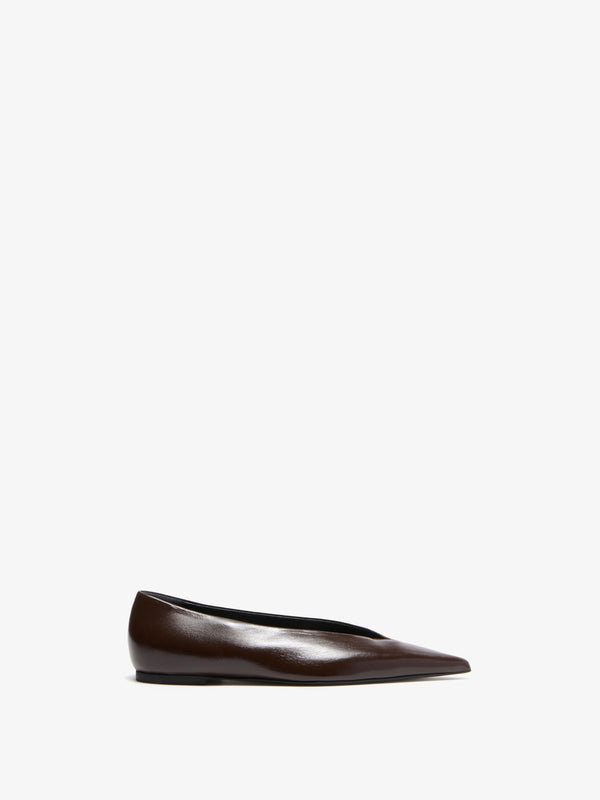 Proenza Schouler Proenza Schouler Slash Flats In Slick Nappa - Chocolate