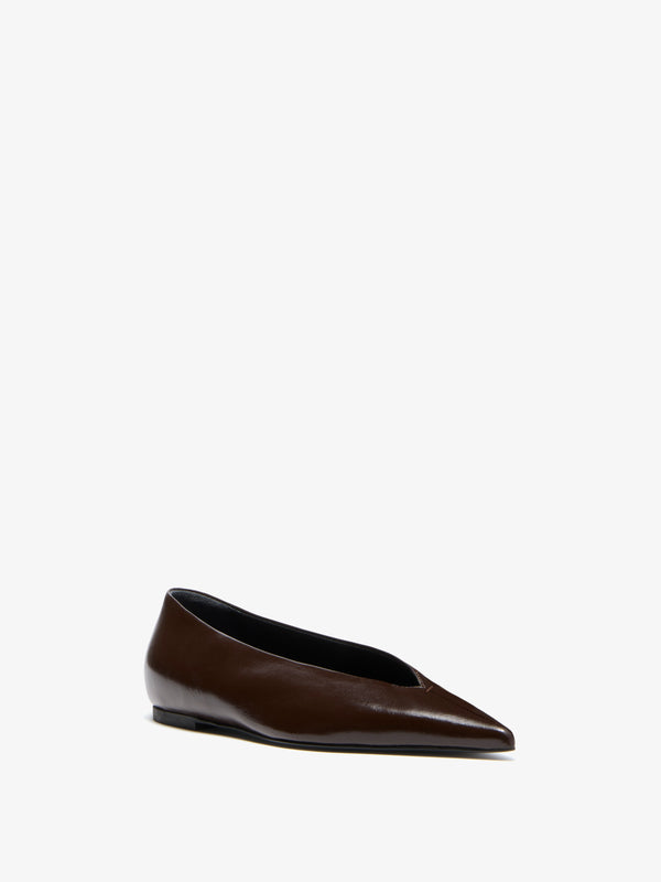 proenza schouler Proenza Schouler Slash Flats in Slick Nappa - Chocolate