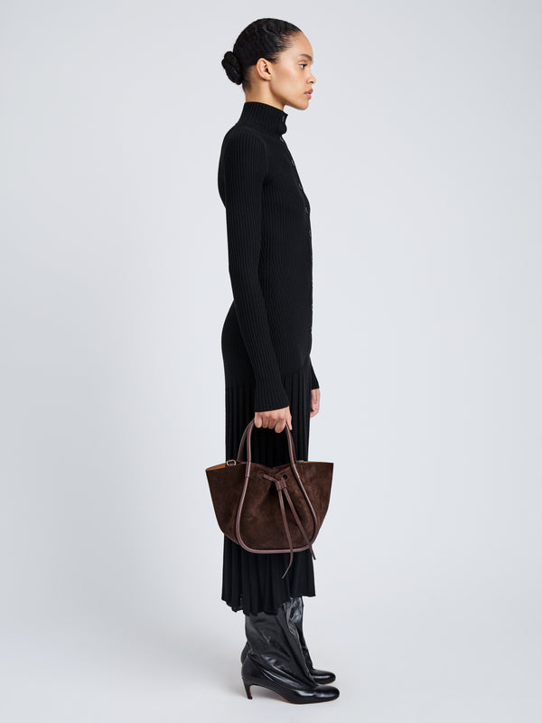 Proenza Schouler Proenza Schouler Small Ruched Tote In Soft Suede - Chocolate
