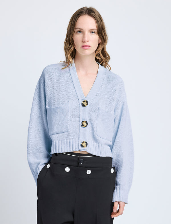 proenza schouler Proenza Schouler Sofia Cardigan in Cotton Knit - Pale Blue