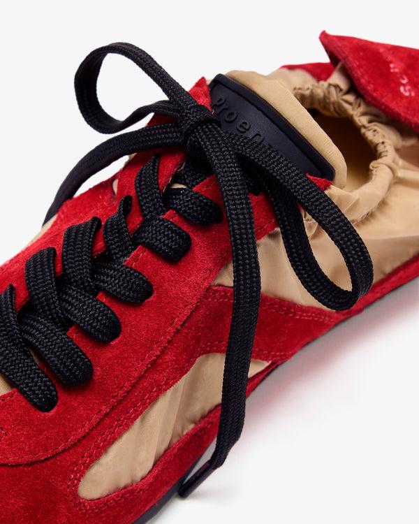 Proenza Schouler Proenza Schouler Soft Track Sneakers In Nylon Calfsuede - Birch / Red Combo