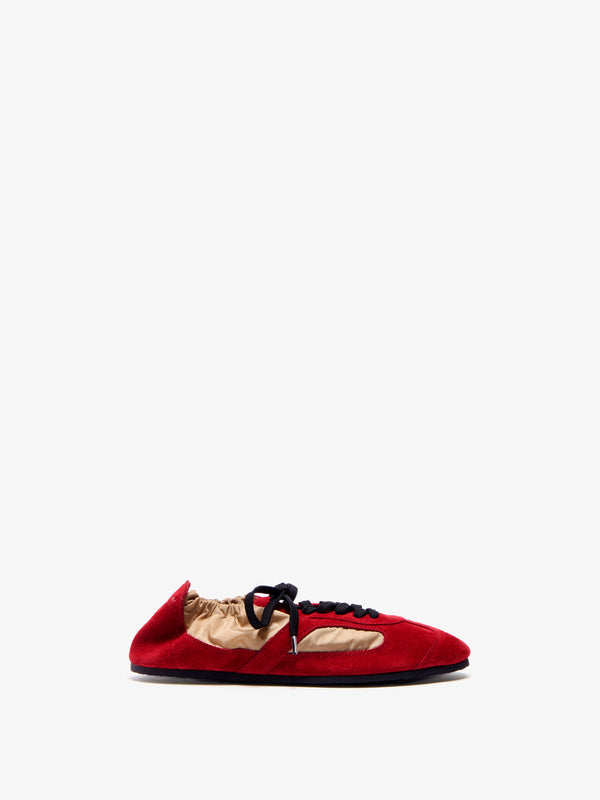 Proenza Schouler Proenza Schouler Soft Track Sneakers In Nylon Calfsuede - Birch / Red Combo