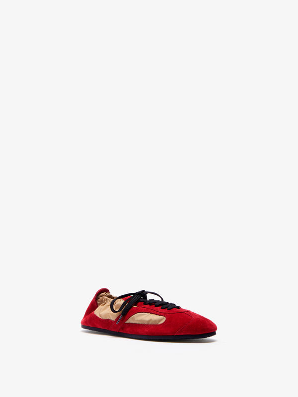 proenza schouler Proenza Schouler Soft Track Sneakers in Nylon Calfsuede - Birch / Red Combo