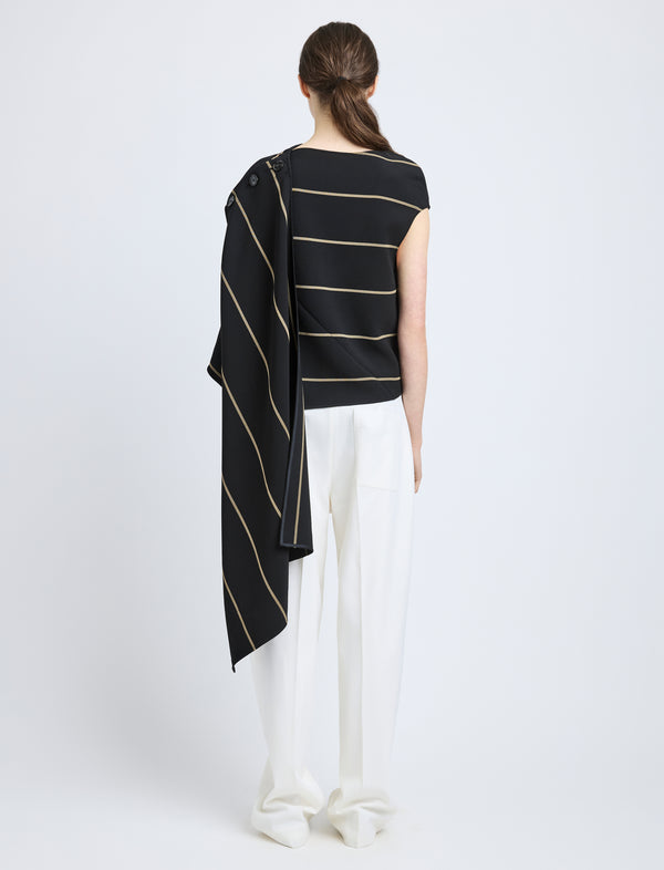 Proenza Schouler Proenza Schouler Sutton Top In Stripe Bi-Stretch Viscose - Black Multi