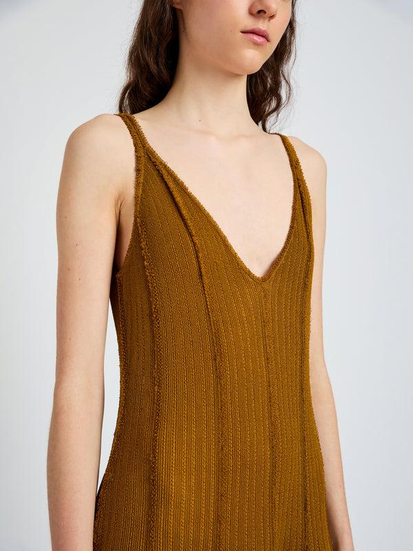 Proenza Schouler Proenza Schouler Tavia Dress In Viscose Fringe Knit - Olive