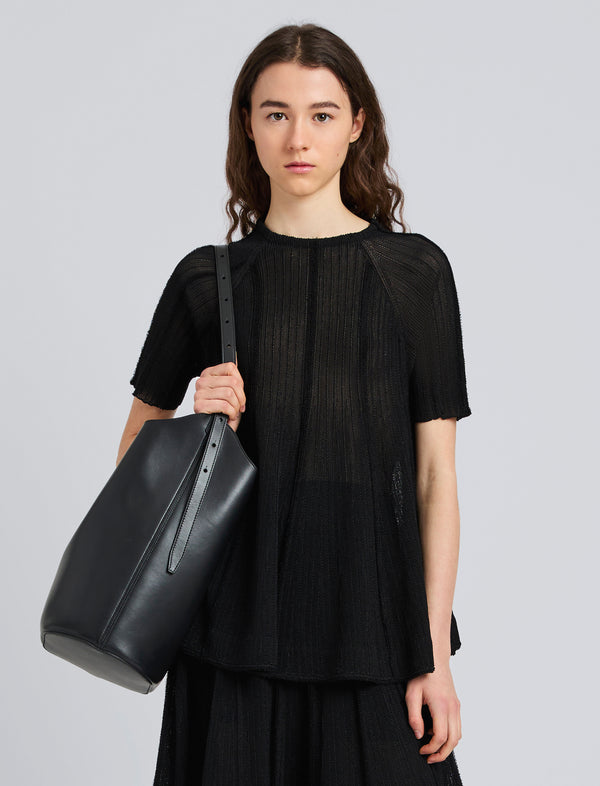 proenza schouler Proenza Schouler Tavia Top in Viscose Fringe Knit - Black