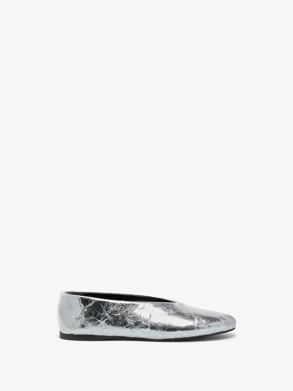 Proenza Schouler Proenza Schouler Tee Ballet Flats In Crinkle Metallic - Silver