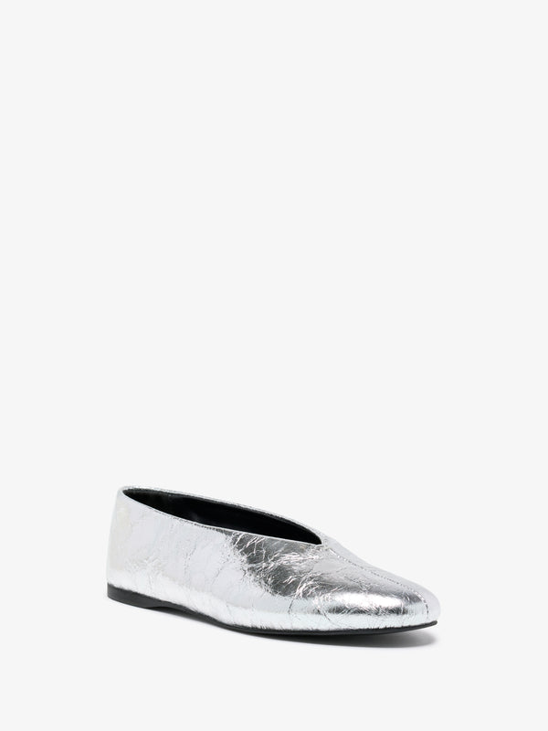 proenza schouler Proenza Schouler Tee Ballet Flats in Crinkle Metallic - Silver
