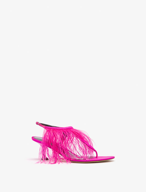 Proenza Schouler Proenza Schouler Tee Thong Feather Sandals In Satin - Fuchsia