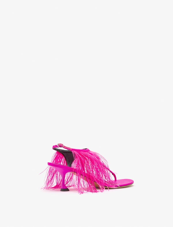 Proenza Schouler Proenza Schouler Tee Thong Feather Sandals In Satin - Fuchsia