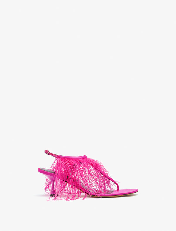 proenza schouler Proenza Schouler Tee Thong Feather Sandals in Satin - Fuchsia