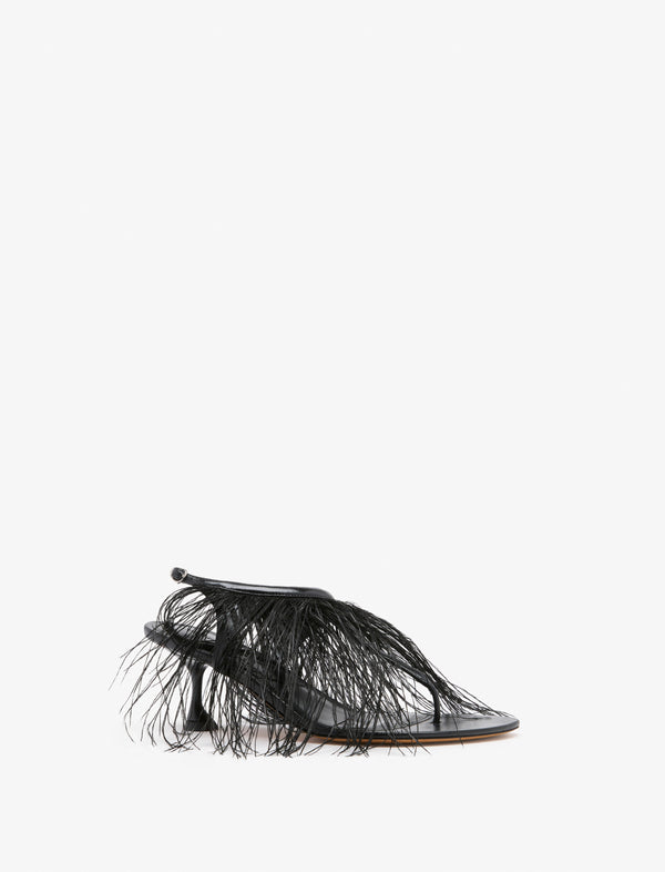 Proenza Schouler Proenza Schouler Tee Thong Feather Sandals In Slick Nappa - Black