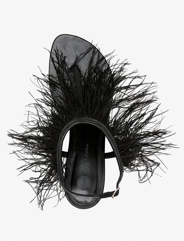 Proenza Schouler Proenza Schouler Tee Thong Feather Sandals In Slick Nappa - Black