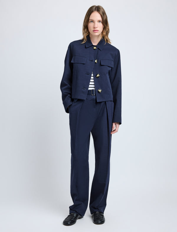Proenza Schouler Proenza Schouler Thelma Jacket In Cotton Linen Suiting - Navy