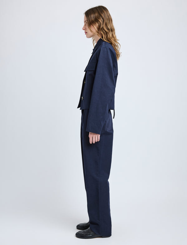 Proenza Schouler Proenza Schouler Thelma Jacket In Cotton Linen Suiting - Navy