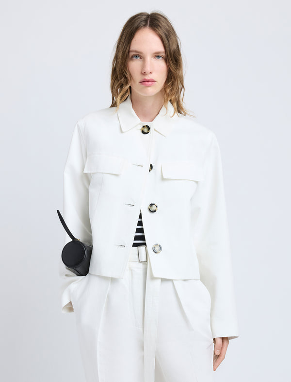 proenza schouler Proenza Schouler Thelma Jacket in Cotton Linen Suiting - White