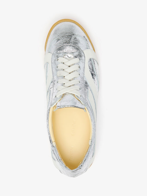 Proenza Schouler Proenza Schouler Track Sneakers In Crinkled Metallic - Silver / Ecru