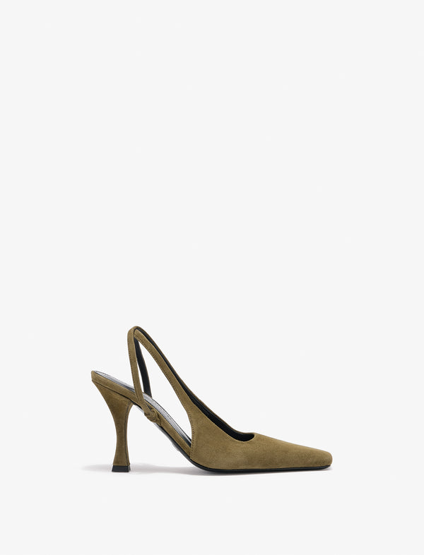 Proenza Schouler Proenza Schouler Trap Cross Slingback Pumps In Kidsuede - Moss