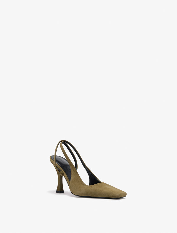 proenza schouler Proenza Schouler Trap Cross Slingback Pumps in Kidsuede - Moss