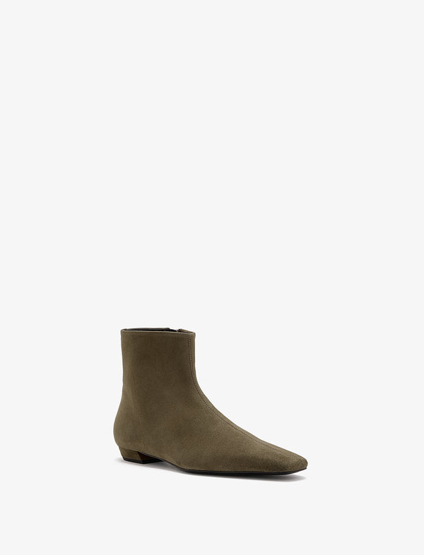 Proenza Schouler Proenza Schouler Trap Flat Ankle Boots In Kidsuede - Moss