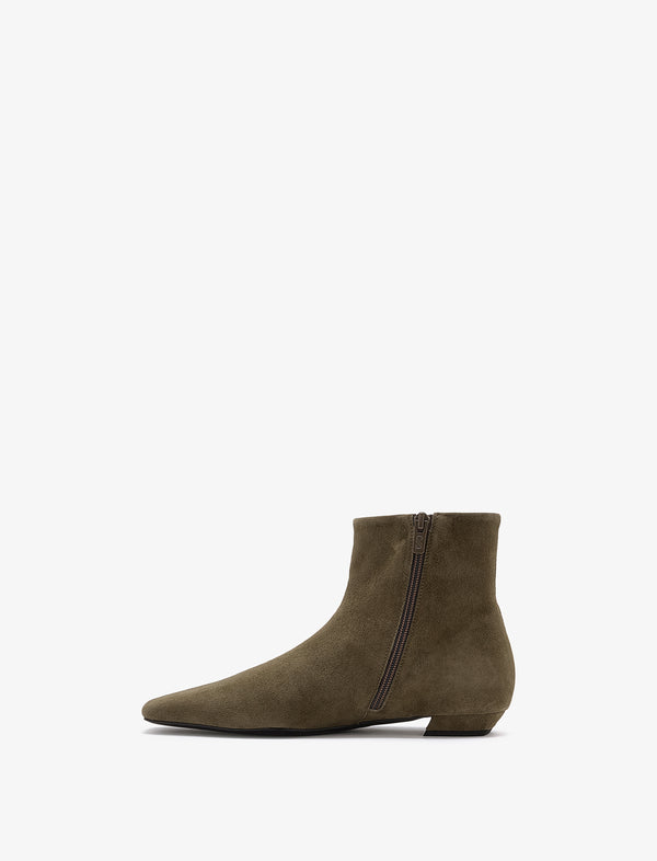 Proenza Schouler Proenza Schouler Trap Flat Ankle Boots In Kidsuede - Moss