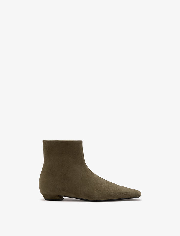 proenza schouler Proenza Schouler Trap Flat Ankle Boots in Kidsuede - Moss
