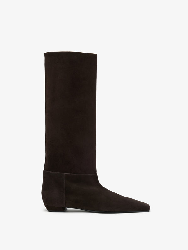 Proenza Schouler Proenza Schouler Trap Flat Boots In Kidsuede - Chocolate
