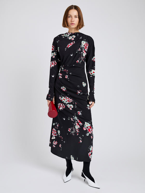 proenza schouler Proenza Schouler Trudie Dress in Printed Silk Viscose - Black Multi