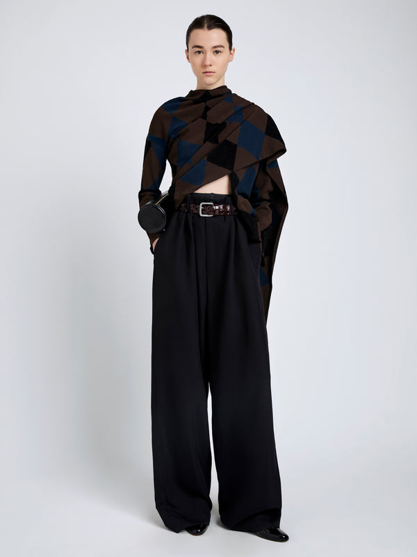 Proenza Schouler Proenza Schouler Vanne Top In Argyle Velvet Knit - Navy Multi