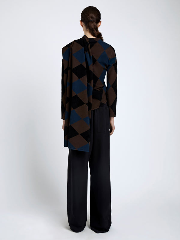 Proenza Schouler Proenza Schouler Vanne Top In Argyle Velvet Knit - Navy Multi