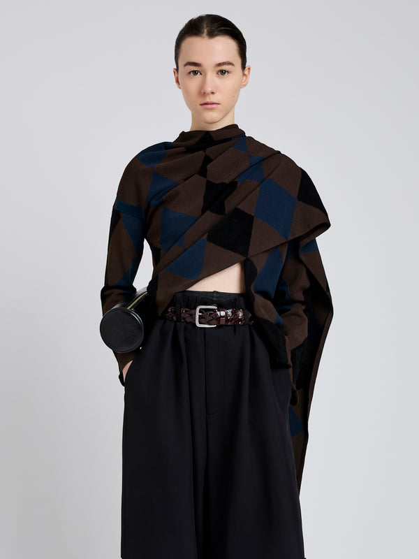 proenza schouler Proenza Schouler Vanne Top in Argyle Velvet Knit - Navy Multi